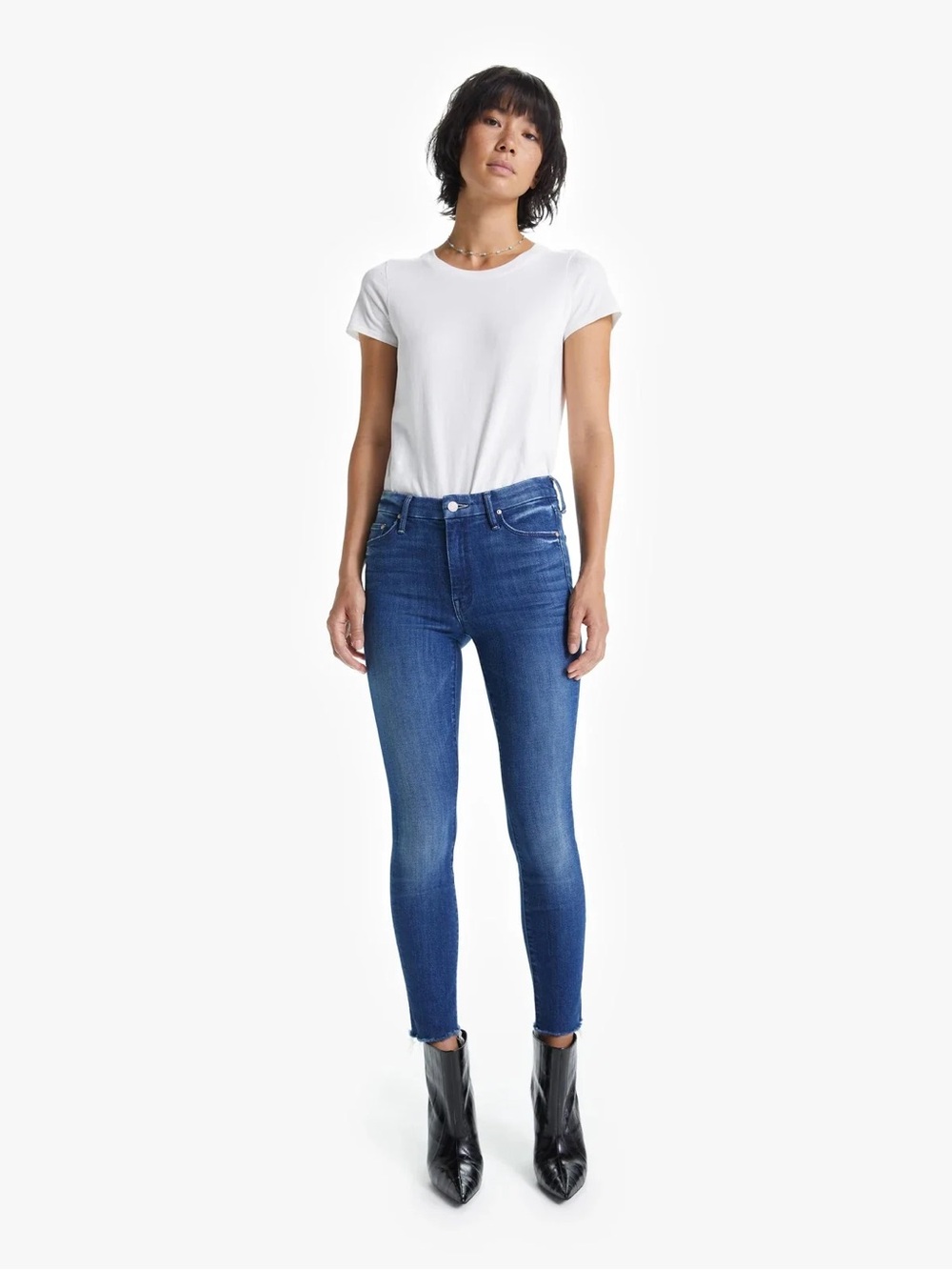 MOTHER Straight Leg Jeans in Medium Blue Wash